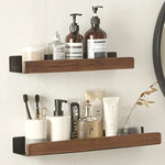 étagères salle bain modernes rustiques bois aluminium non perforées installer murales serviettes brosse dents