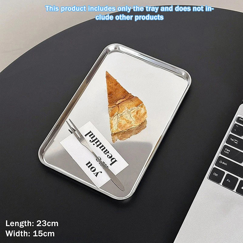 plateau service argenté moderne plateau rectangulaire bord arrondi présentation nourriture minimaliste transparent alimentaire