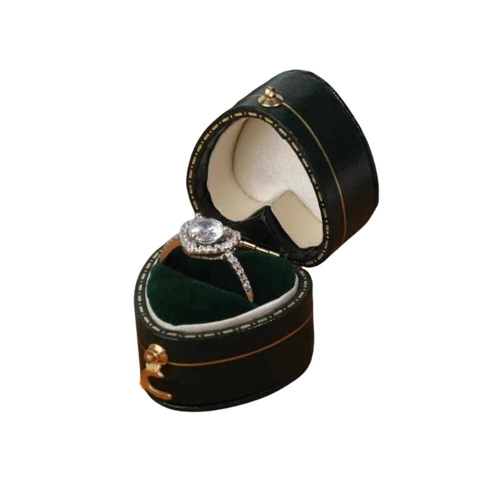 boîtes bijoux simili cuir classiques couleurs vert bordeaux rose anneaux mariage