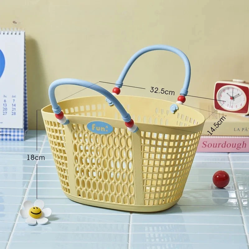 panier rangement perforé moderne rose bleu jaune réutilisable stockage salle bain organisateur