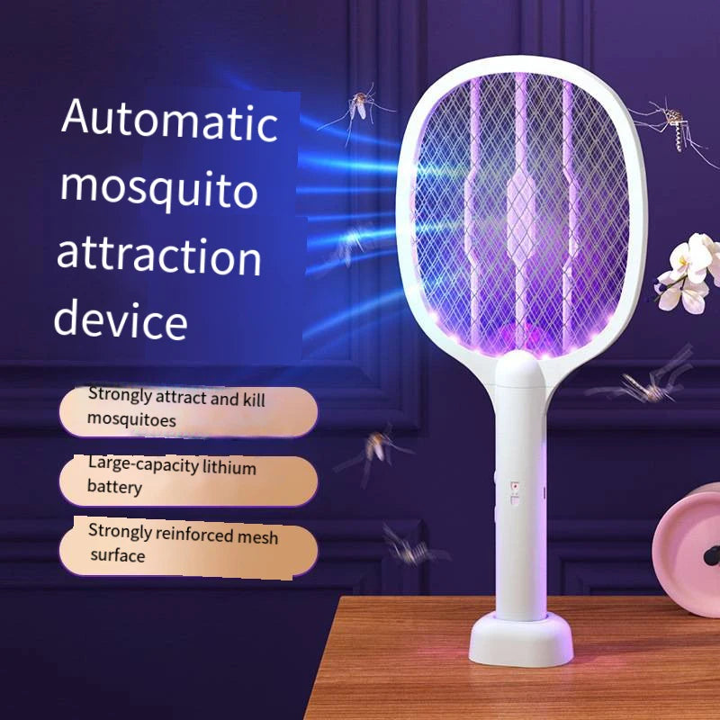 raquette anti moustiques électrique rechargeable lumière violette mesh semi transparent ergonomique batterie lithium