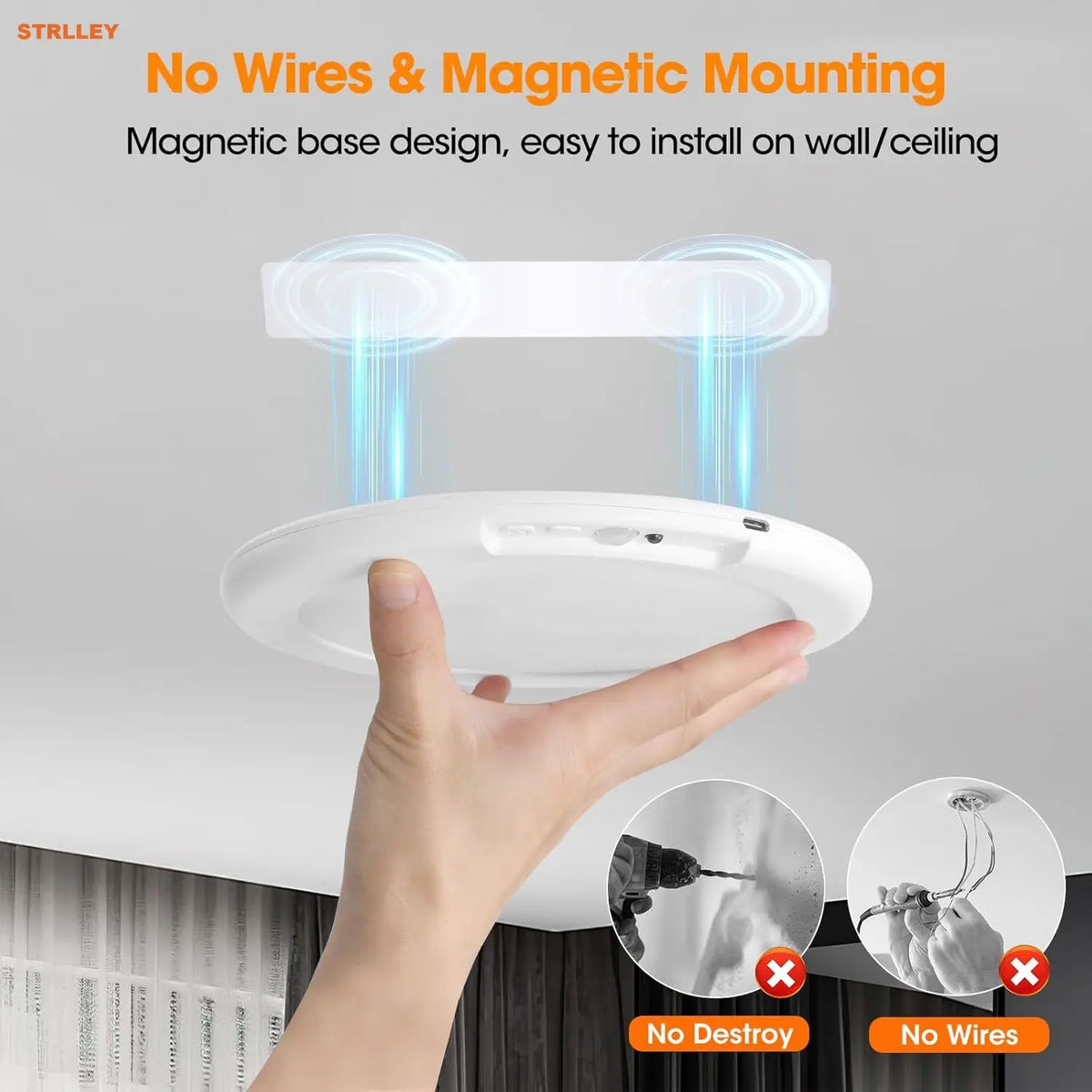 plafonnier led blanc moderne aimanté télécommande charge usb 24w flux luminescent 60249