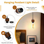 base câble suspendu lampe bois texture moderne douille E27 noir brun foncé
