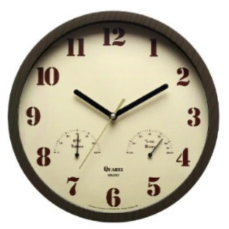horloge murale quartz aiguille beige noir classique température humidité salon chambre
