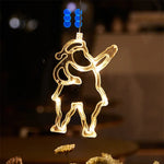 décoration noël guirlande lumineuses étoiles sapins cloches rennes moderne blanc doré