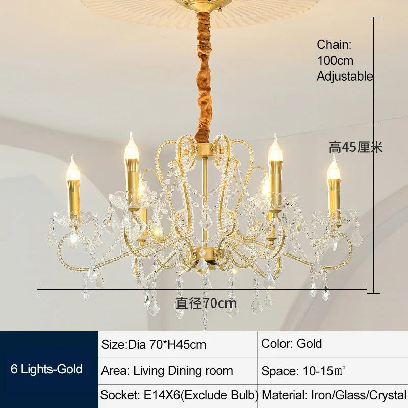 lustre doré cristal pendants élégant classique baroque suspension chambre salon