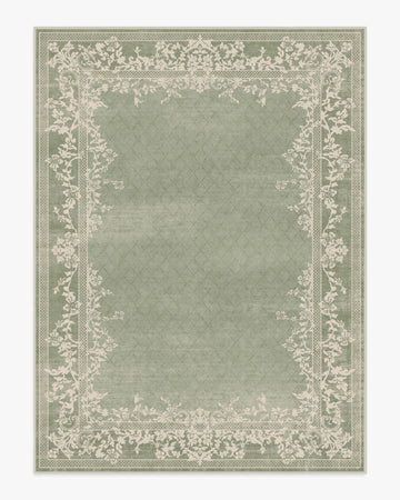 tapis vert clair floral broderie classique 80x120cm 120x160cm 40x60cm polyeste