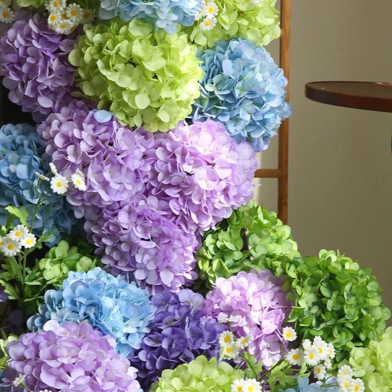 décoration intérieure bouquet artificiel hortensia soie vert blanc violet modernes 70cm 20cm