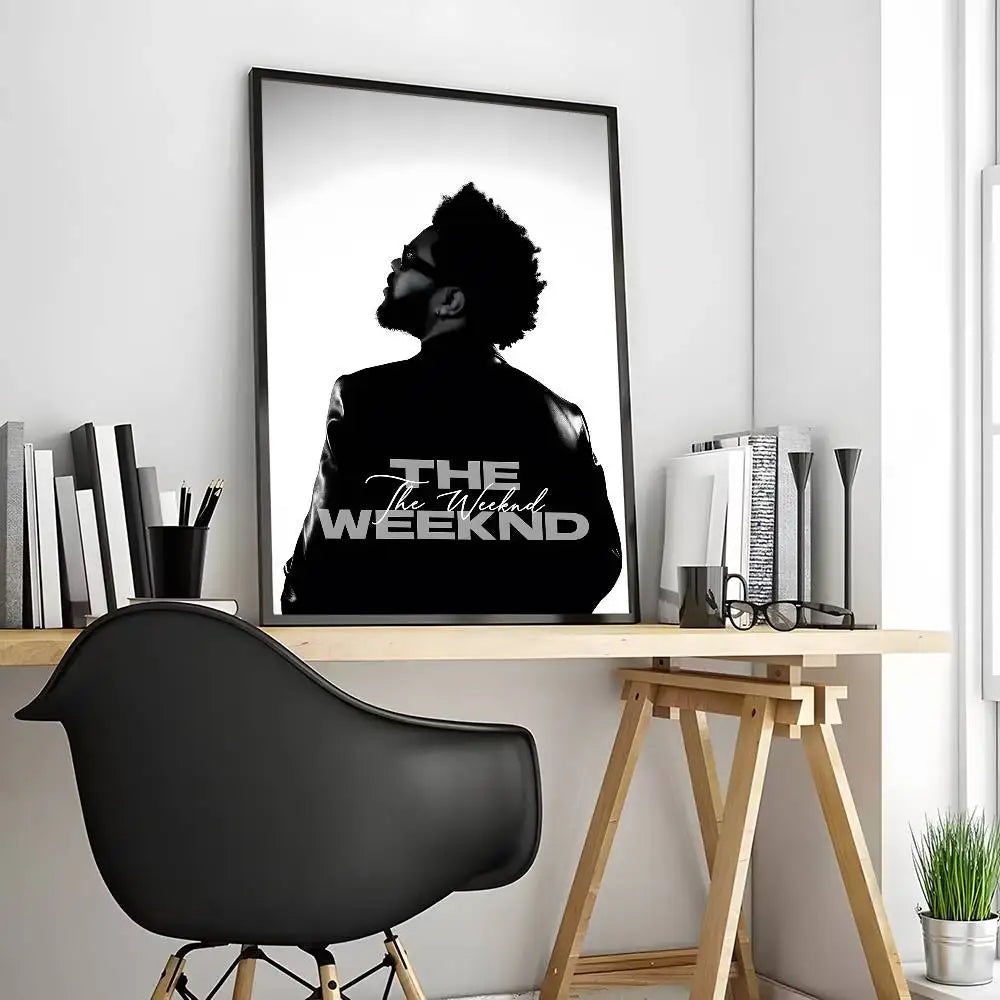 affiche the weeknd moderne pvc noire blanche cadre salon chambre decoration artistique