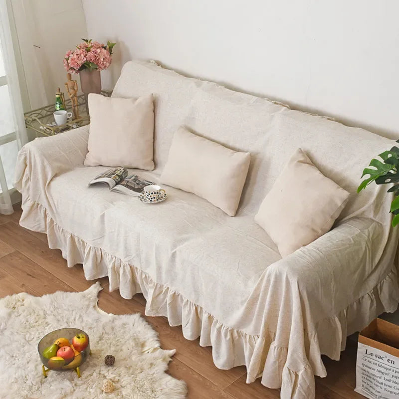 housse canapé polyestère beige texture lin rustique extérieur accueil fixations