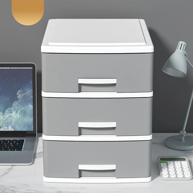 rangement tiroirs multi niveaux couvercle coulissant moderne gris clair blanc matériau métal organisateur