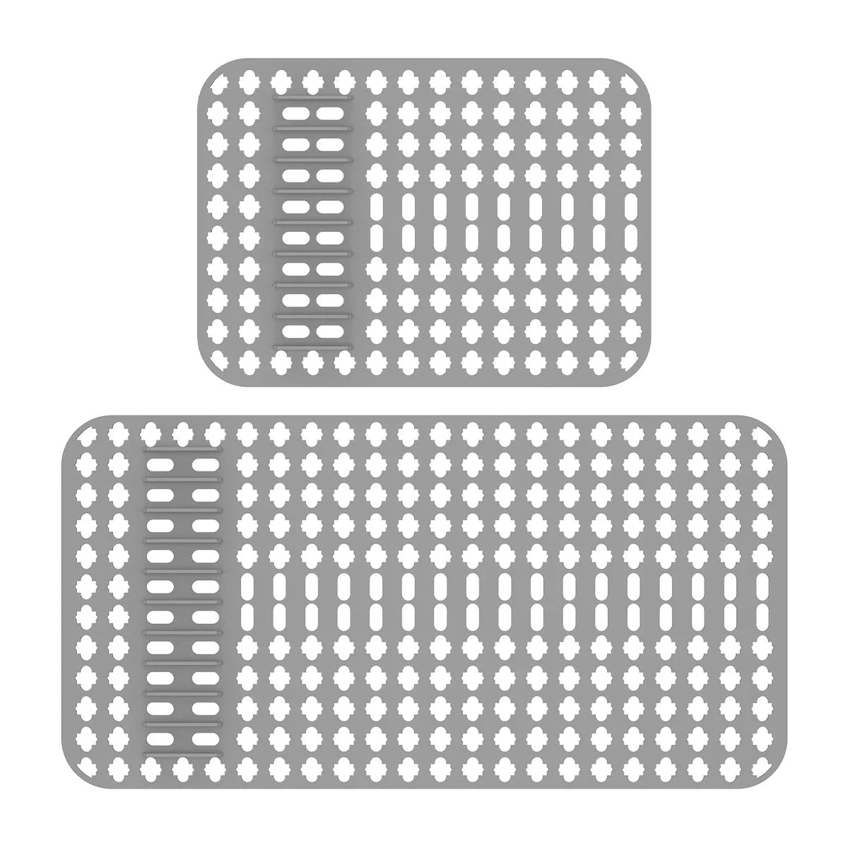 tapis silicone gris perforations hexagonales moderne utilitaire vaisselle drainante assainissement séchage fond évier