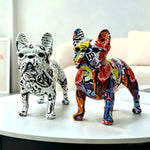 statuette chien multicolore moderne graphique résine abstraite ornement animal
