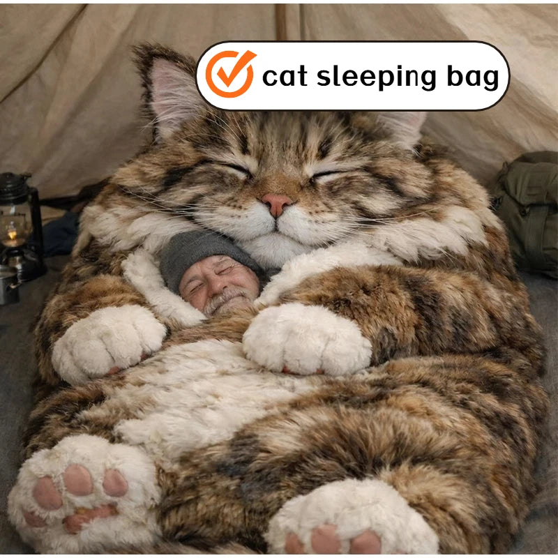 sac couchage adulte sac fourrure chat imprimé doux confortable polyester coton lit