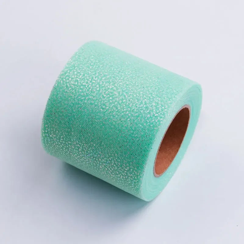 ruban décoratif pailleté bleu clair rose vert pastel translucide brillant 5mètres