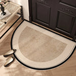tapis demi cercle moderne texture moirée motif floral beige noir antidérapant extérieur salon chambre