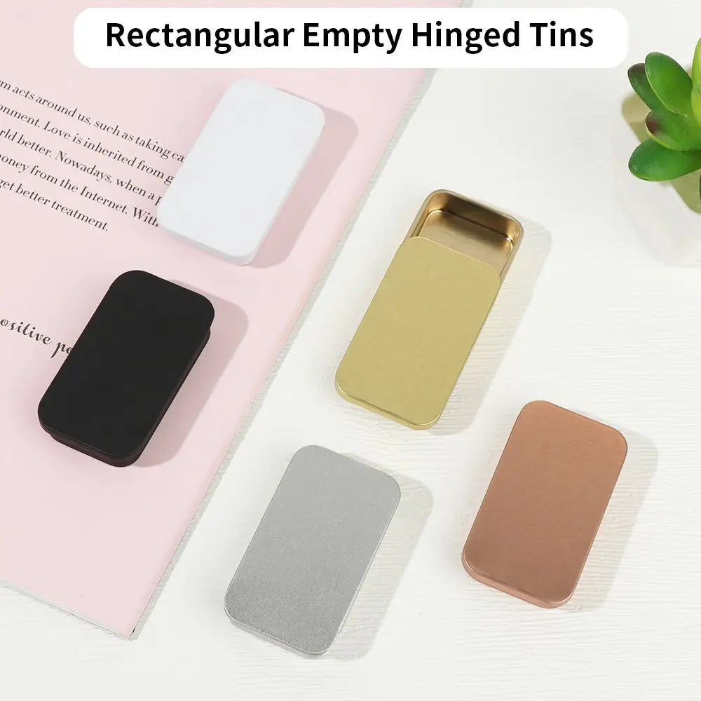 boîtes métalliques rectangulaires or blanc rose doré noir argent minimalistes respectueuses environnement organisatrices cosmétiques