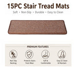 tapis d'escalier moderne antidérapant 15 pièces adhésif beige clair texture tissée polyester