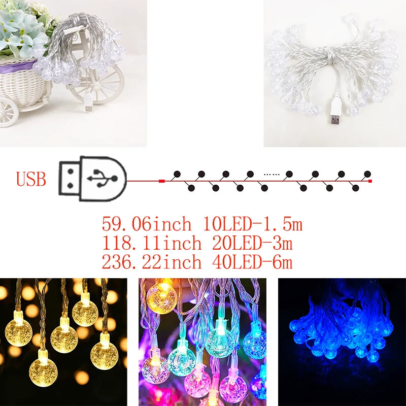 guirlande lumineuse translucides blanc doré multicolore moderne clips usb 3m 6m noël décoration festive