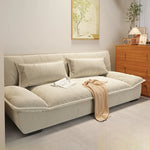 canapé convertible moderne velours beige dimensions pliables coussins