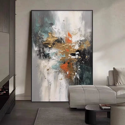 Peinture abstraite texturée sur toile pour salon - vue d'ensemble