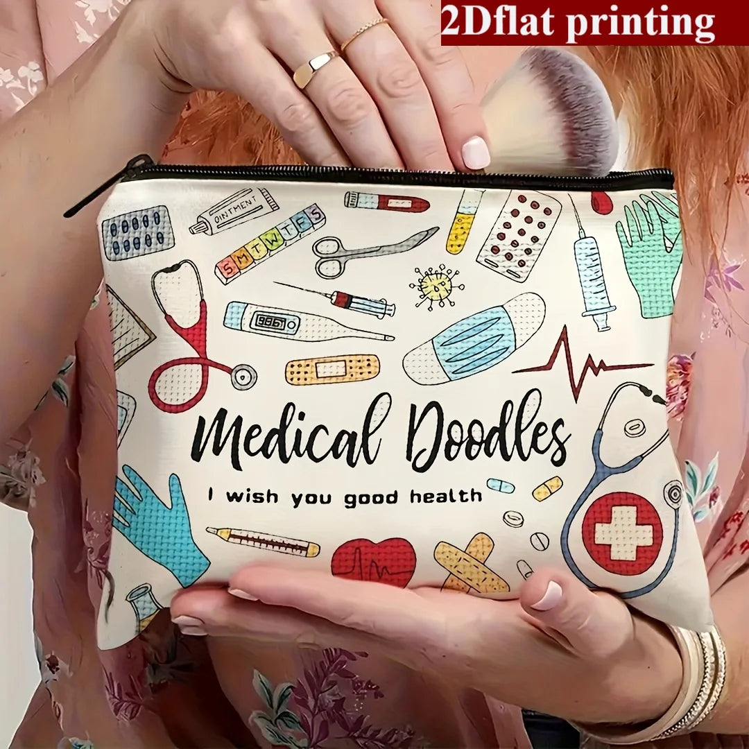 sac rangement toile réutilisable motifs médicaux graphiques multicolore utilisation domestique voyage