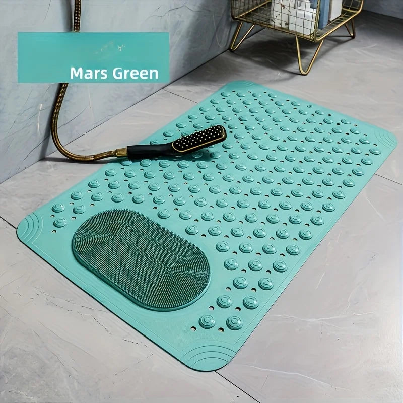 tapis bain antidérapant texturé mars green bleu clair gris moderne drainage rapide sécurité maison