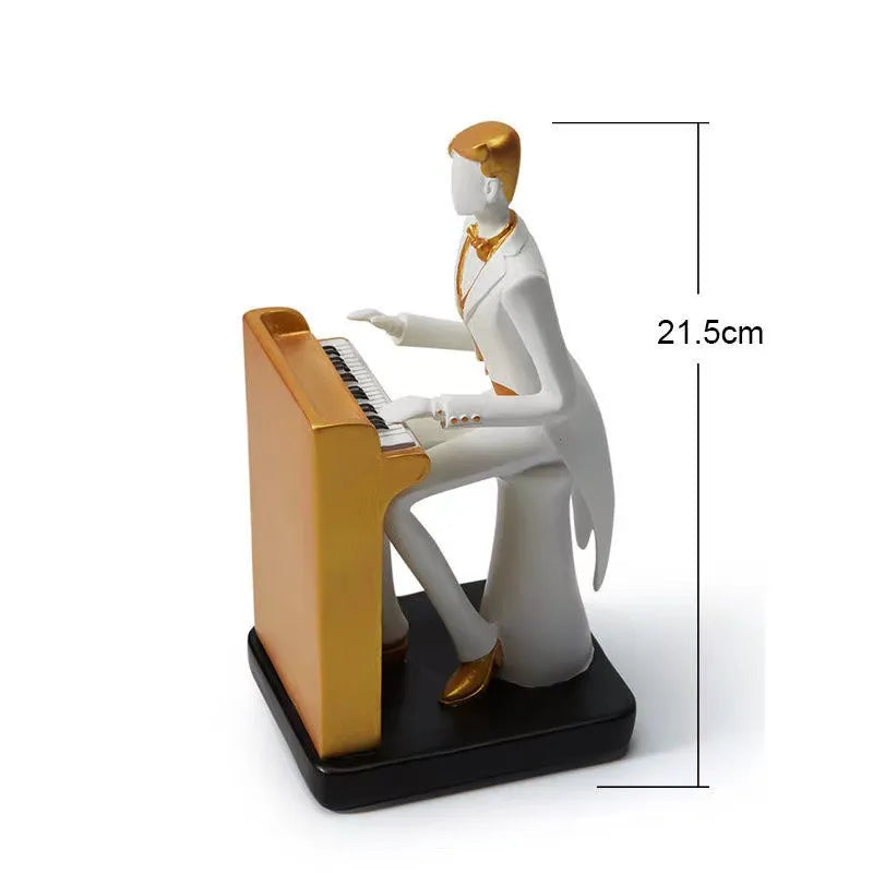 statues musiciens résine blanc doré moderne minimaliste saxophone violoncelle décoration