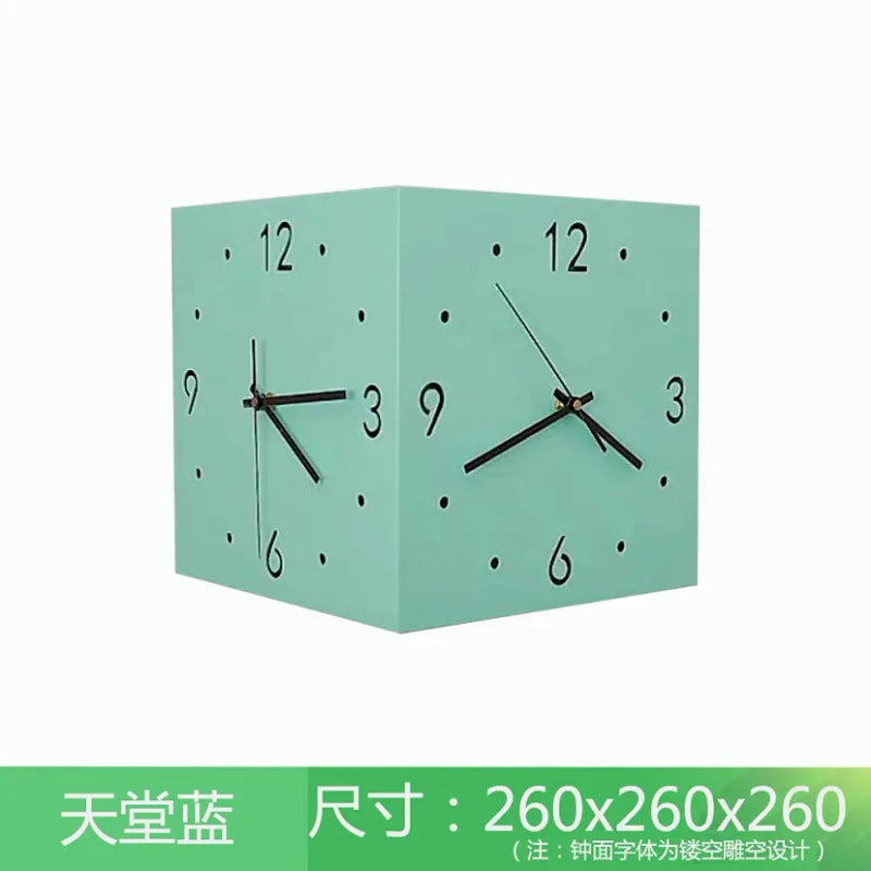horloge murale double face moderne carrée aiguille numérique éclairée minimaliste