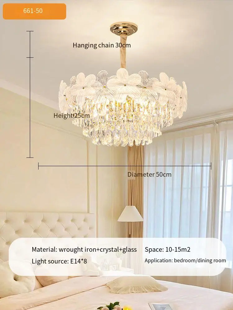 lustre moderne cristal blanc doré fleurs transparentes suspension chambre led 2000 82000lm