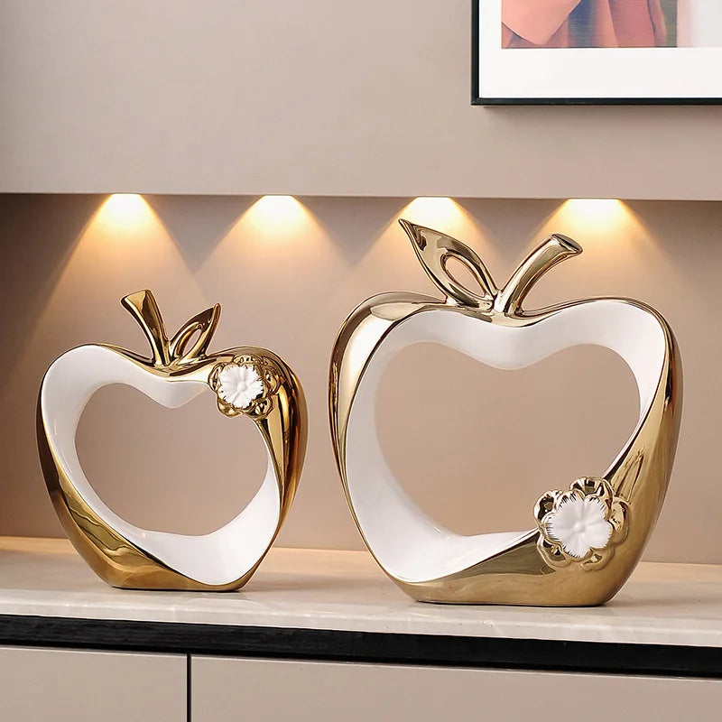 décoration intérieure moderne ornement pomme or blanc sculpture décorative haute qualité