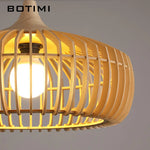 suspension lumineuse bois beige clair moderne minimaliste câble noir ajouré conique chambre salon étude