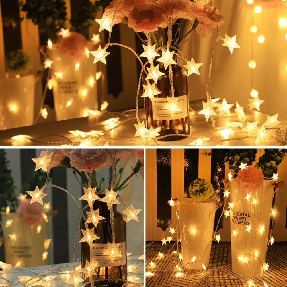 guirlande lumineuse étoiles blanc multicolore moderne décoration chambre noël batterie alimentée festive mariage