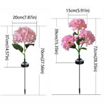 fleurs artificielles lumineuses hortensia bleu rose violet feuilles vertes moderne décoration extérieure panneau solaire