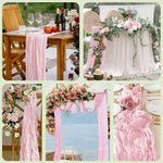 chemin table plissé semi transparent blanc rose bleu vert mariage festif événementiel