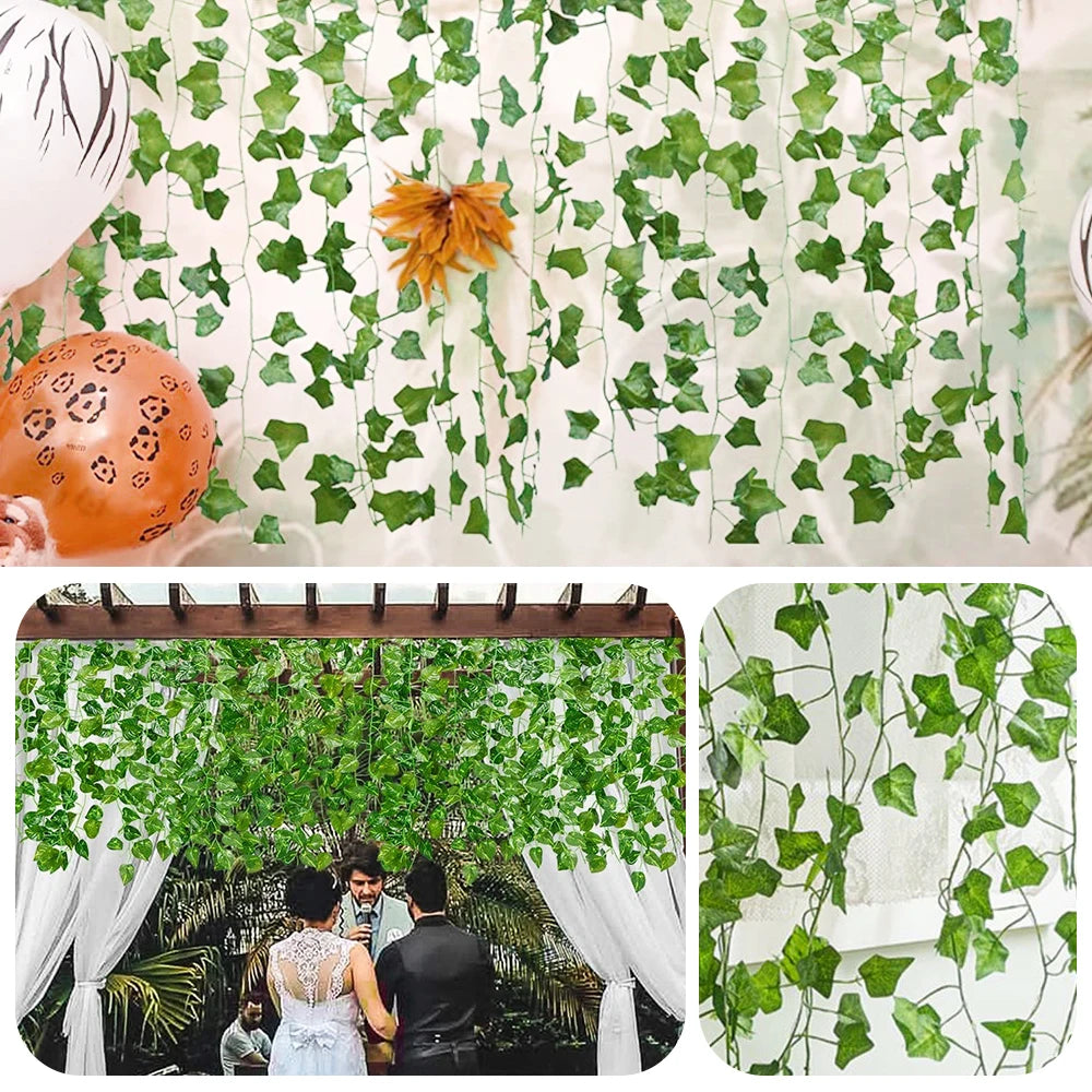 guirlande végétale artificielle feuilles vigne vert moderne 210cm extérieur accroché 72feuilles simple