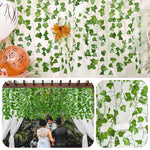 guirlande végétale artificielle feuilles vigne vert moderne 210cm extérieur accroché 72feuilles simple
