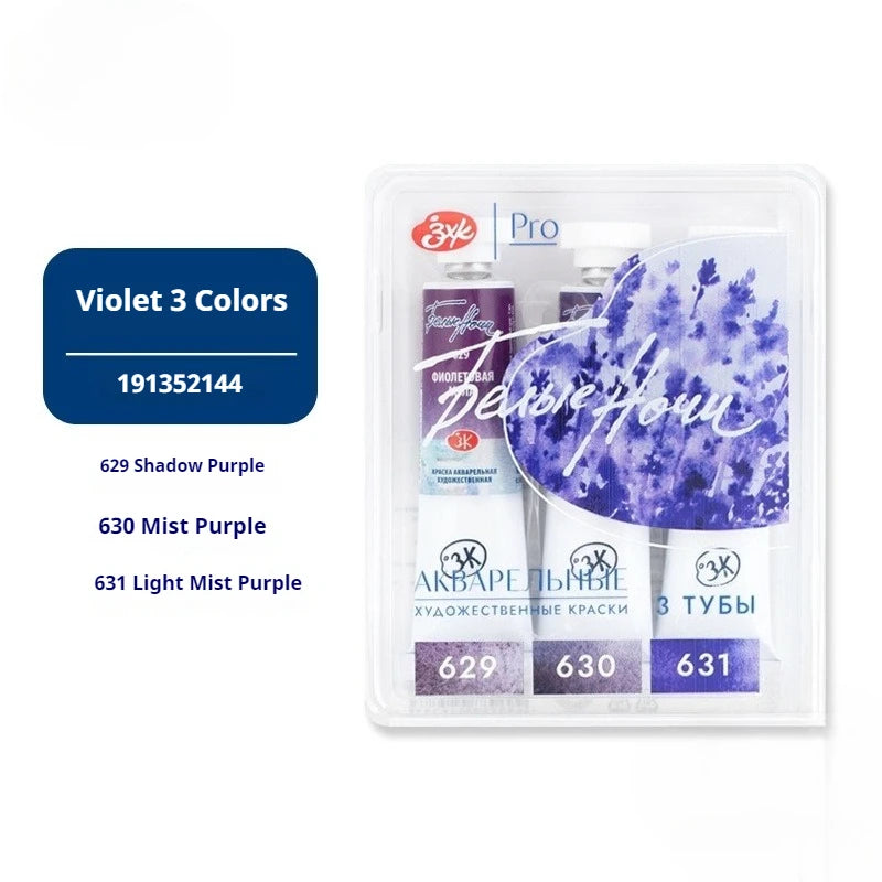 peinture l'aquarelle violet gris marron clair opacité artiste débutant palette trois couleurs résistance lumière