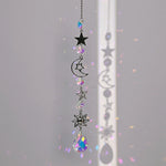pendentif boho cristal multicolore soleil lune étoiles cosmique or argent