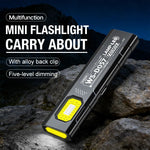 lampe torche rechargeable led aimantée noire moderne compacte fenêtre jaune lumineuse