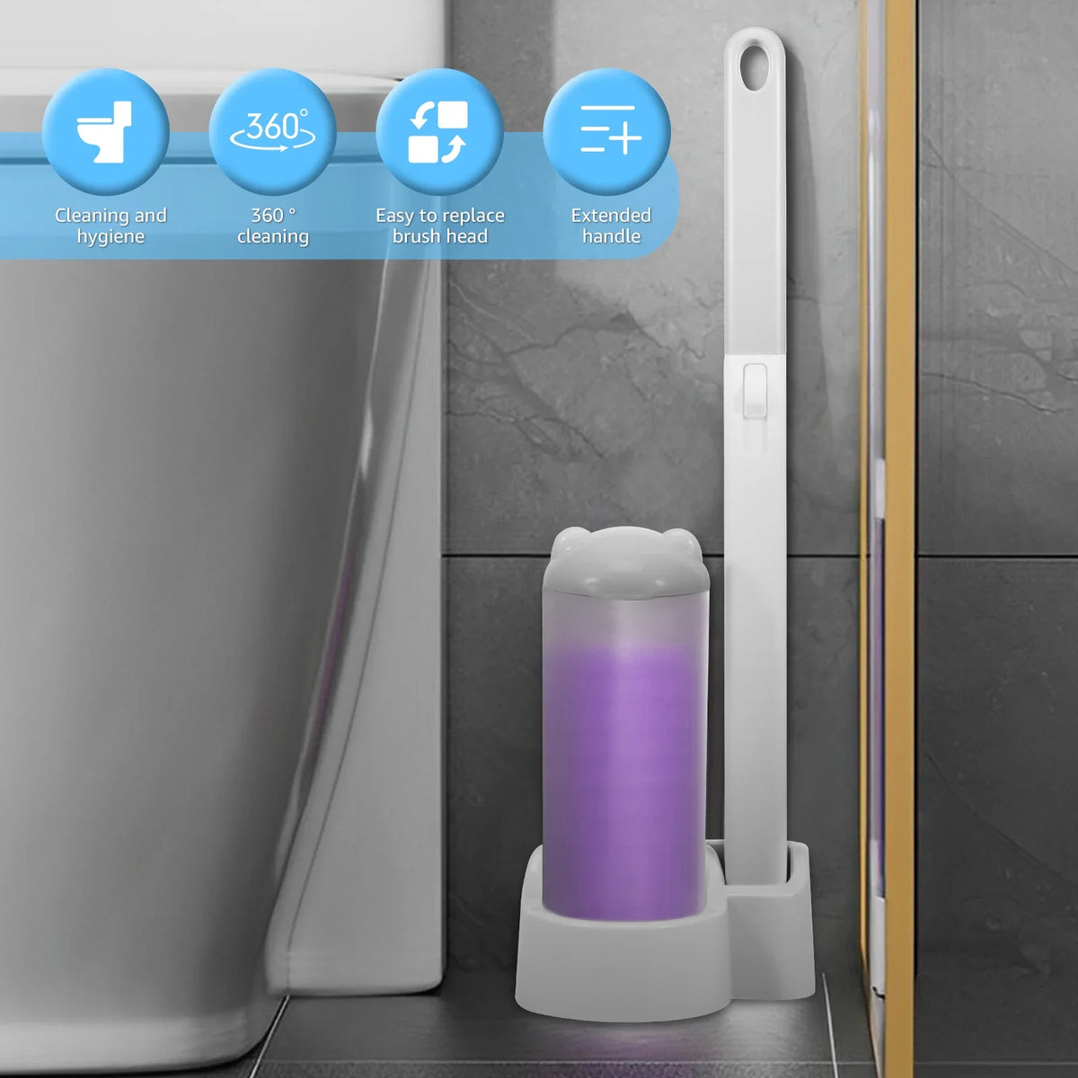 brosse toilette jetable adhésive bleu violet blanche moderne antibactérienne rechargeable universelle