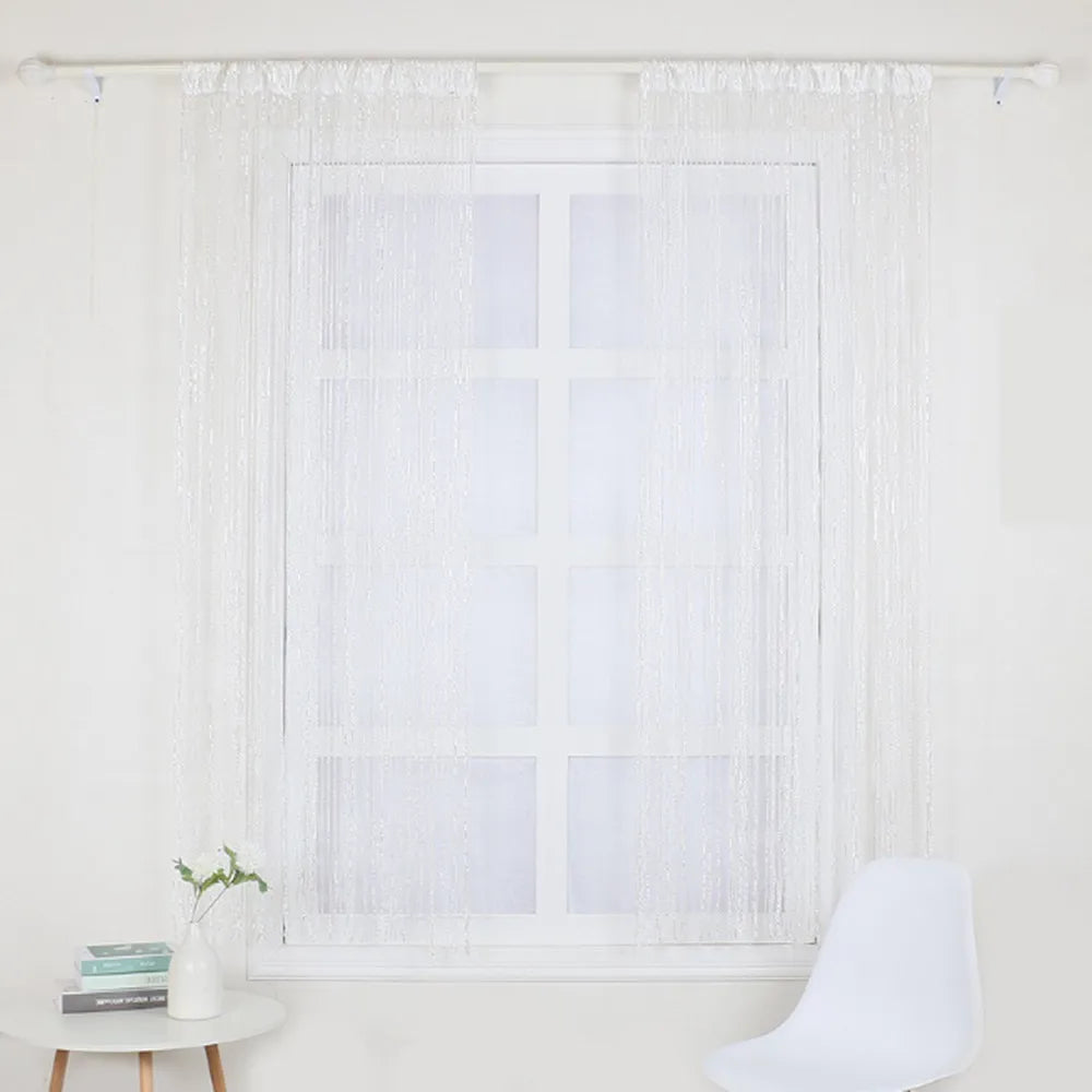 rideau decoratif argenté bohème semi transparent fenetre plateextérieur decoration maison franges vertical bois blanc