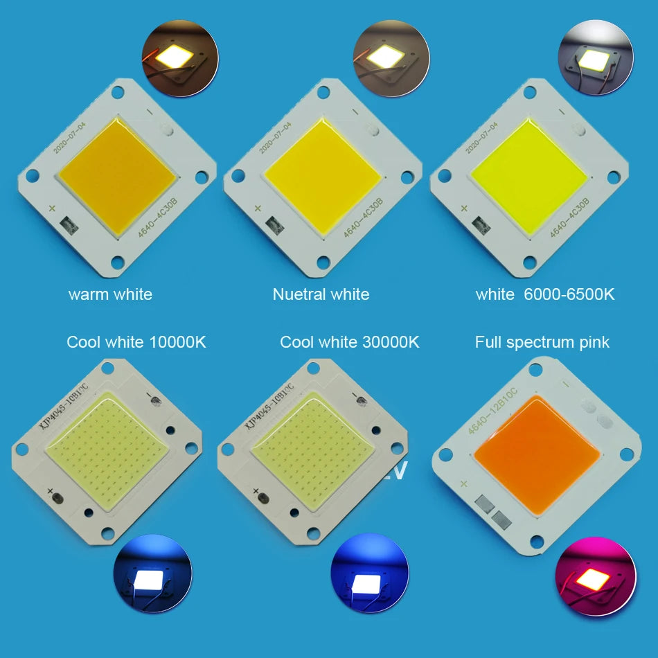 projecteur led 50w cob chip blanc orange bleu vert moderne