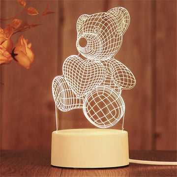 lampe 3d veilleuse led animal compagnie moderne base plate blanc