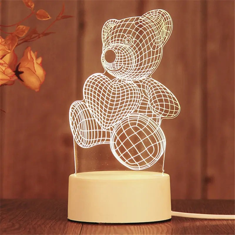 lampe 3d veilleuse led animal compagnie moderne base plate blanc