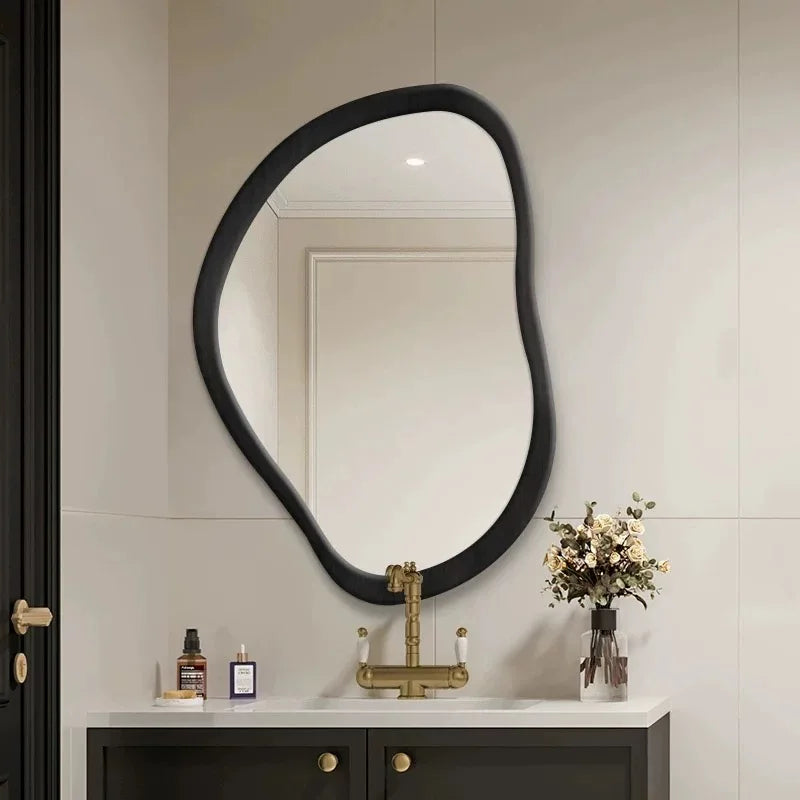 miroir moderne bois pine ovale led rechargeable organique salle bains