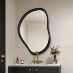 miroir moderne bois pine ovale led rechargeable organique salle bains
