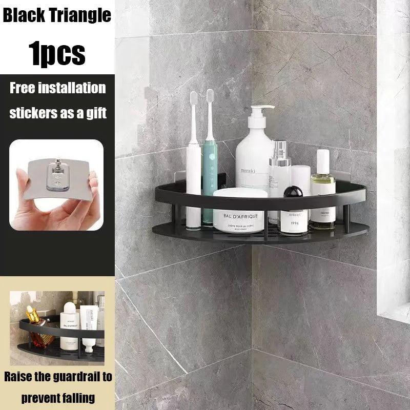étagère salle bain moderne blanche adhésive rangement perforée aluminium unique