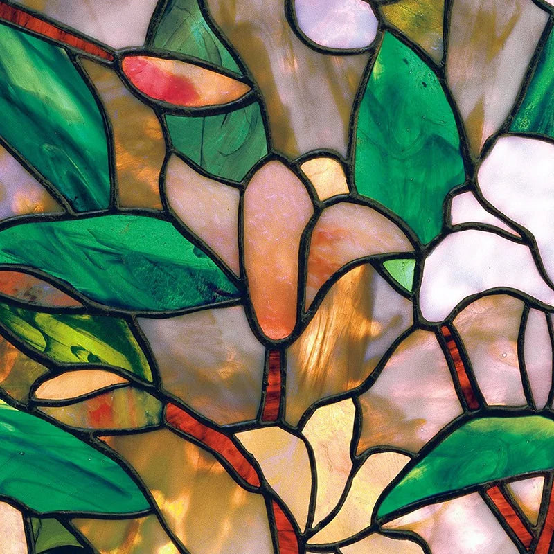 vitrail floral opaque adhésif art nouveau fenêtre décoration intérieure isolation thermique protection privacité