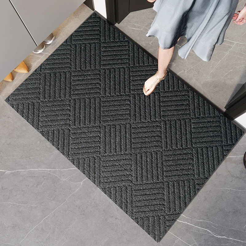 tapis gris rayures moderne antidérapant polyester mousse pe salon cuisine chambre couloir